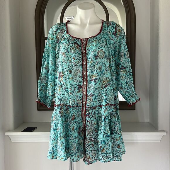 Poupette St. Barth Dresses & Skirts - Poupette St. Barth Tesorino Mini Dress, Blue/ Red Trim, NWT, Size S/M